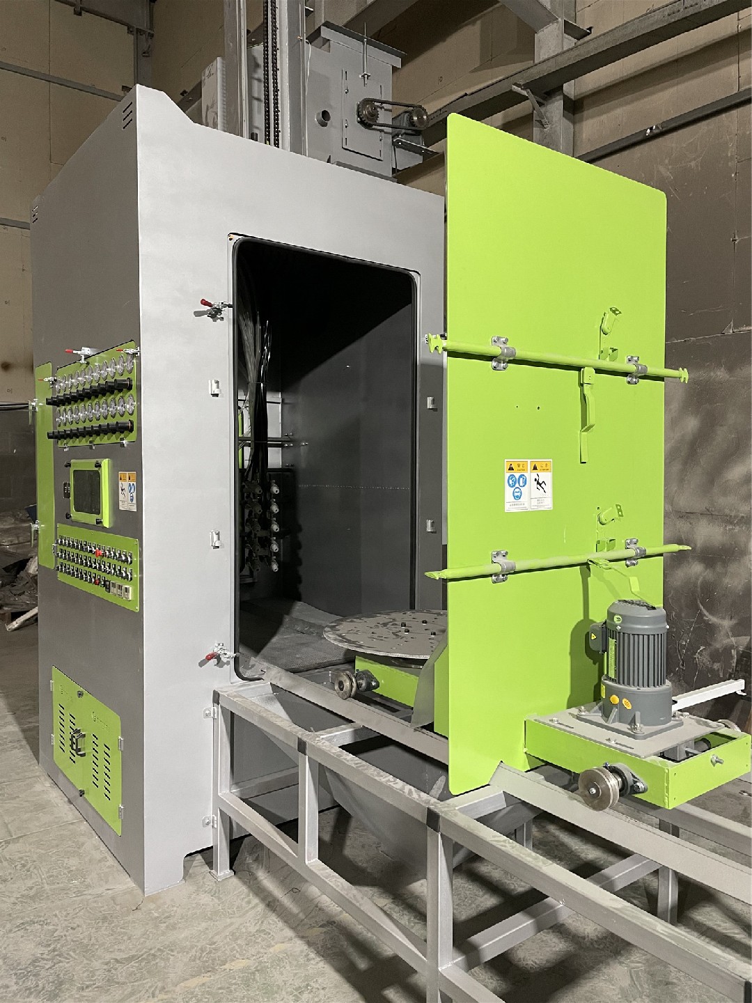 電動轉(zhuǎn)臺自動噴砂機，轉(zhuǎn)臺式自動噴砂機