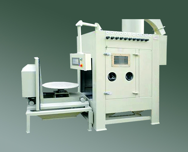 石英坩堝專用噴砂機(jī)，電動(dòng)轉(zhuǎn)臺(tái)自動(dòng)噴砂機(jī)